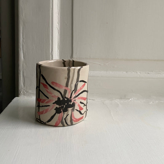 ‘Herbarium’ Tumbler - pink flowers cup Premiata Ceramica Sperimentale 