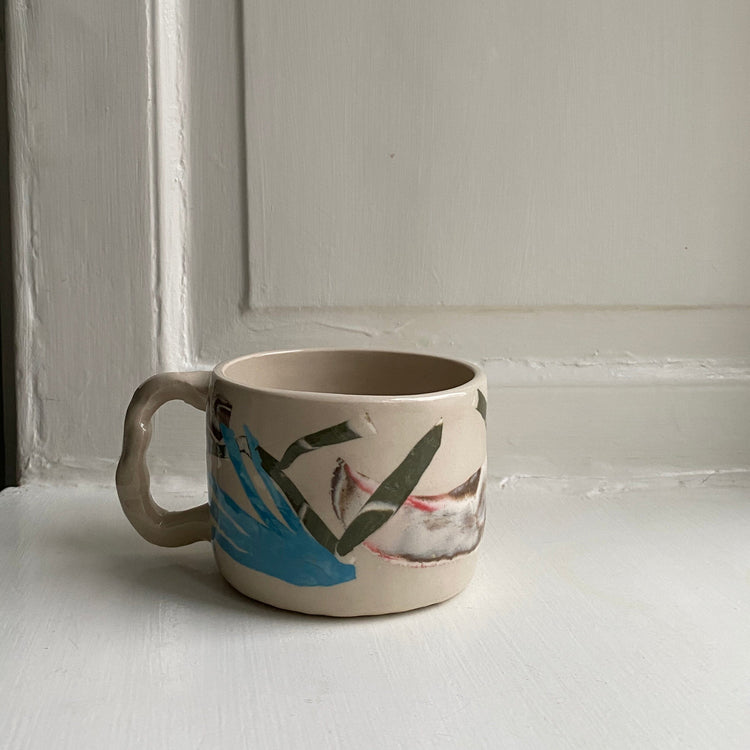 'Herbarium' Mug - Blue Yellow flowers mug Premiata Ceramica Sperimentale 