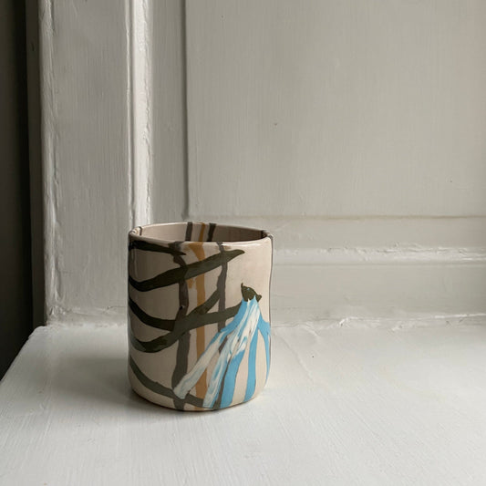 ‘Herbarium’ Tumbler - Blue flowers cup Premiata Ceramica Sperimentale 