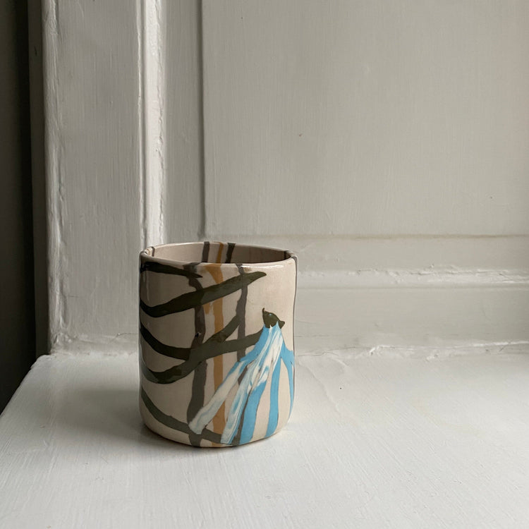 ‘Herbarium’ Tumbler - Blue flowers cup Premiata Ceramica Sperimentale 