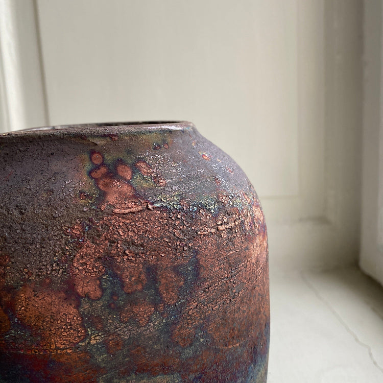 Large unique Raku Vase no. 14 vase Léon Serre 