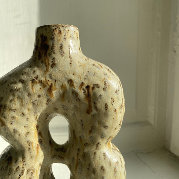 Vase with two holes – Darkgray stoneware Vase Malwina Kleparska 