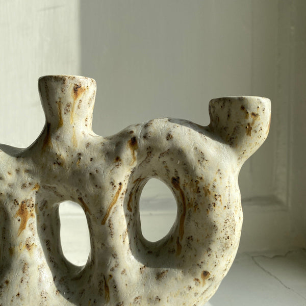 3-Arm Candleholder – Mixed stoneware candleholder Malwina Kleparska 