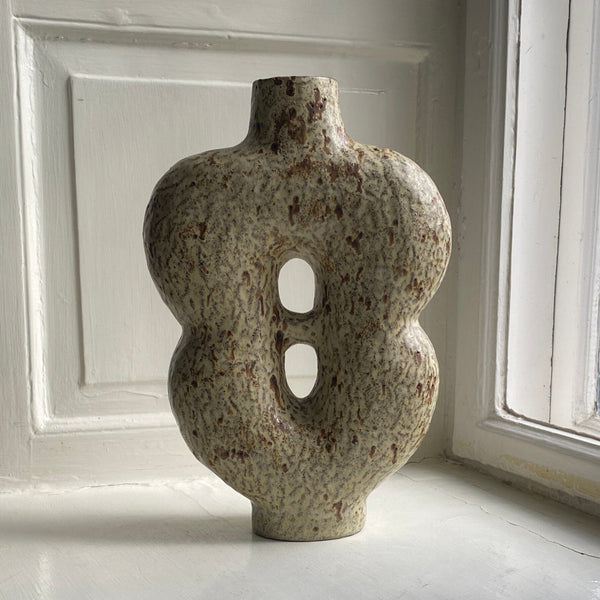 Big vase with two holes – Darkgray Stoneware Vase Malwina Kleparska 