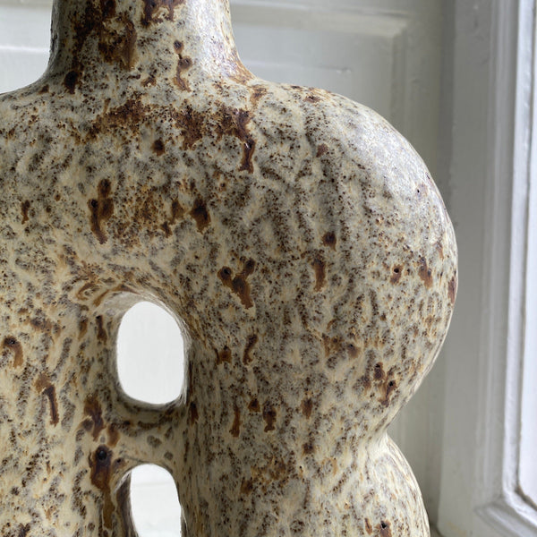 Big vase with two holes – Darkgray Stoneware Vase Malwina Kleparska 