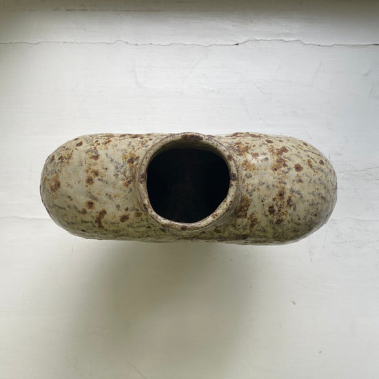 Big vase with two holes – Darkgray Stoneware Vase Malwina Kleparska 