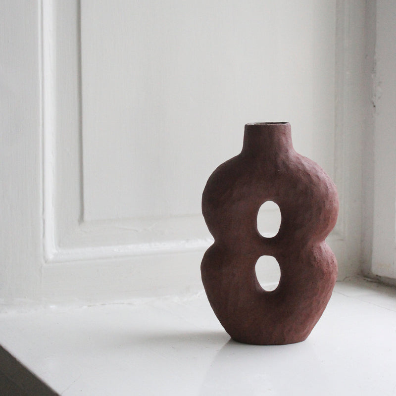 Red Vase with two holes, Malwina Kleparska - 