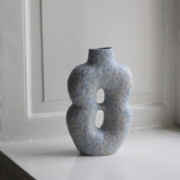 Big Blue Vase with two holes and shiny dots, Malwina Kleparska - 