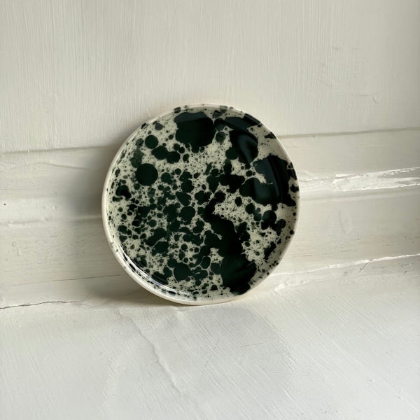 Green and white splatter saucer, Anna Jones - 