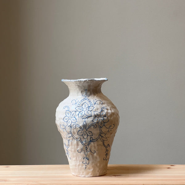 Embroidered coiled porcelain vase, Caroline Harrius - 